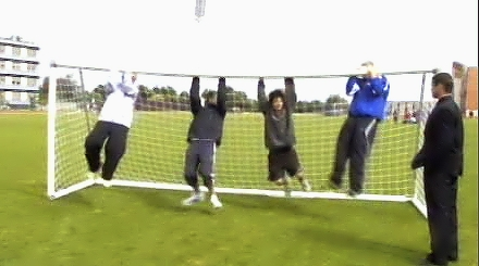 football goal with children